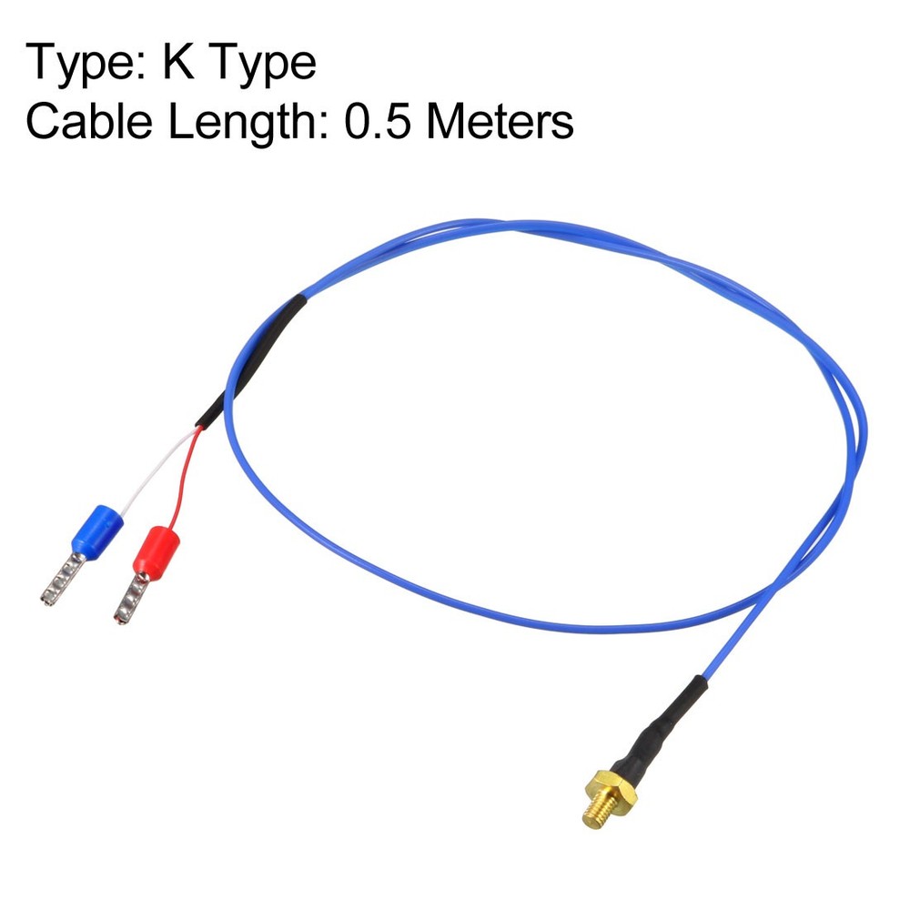 K Type Thermocouple Temperature Sensor Probe for 3D Printer 0.5M Cable M3 Thread