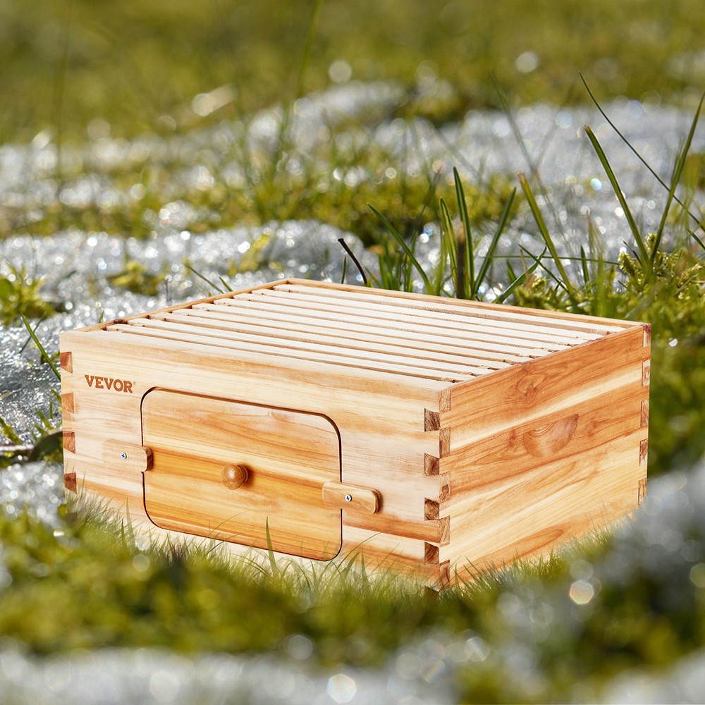 VEVOR Bee Hive Langstroth Deep Beehive Kit 10 Frames Acrylic Bee Windows