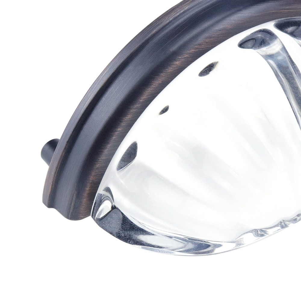 3" Hole Centers Clear Glass Cabinet Cup Pulls Scalloped Glass Round Cup Pull ...