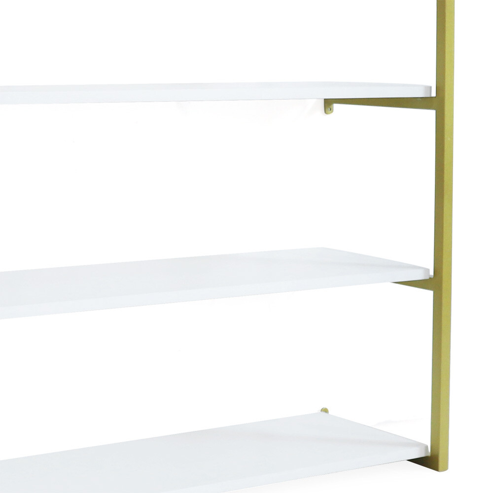Wall-Mounted Storage Rack with Gold Frame for Elegant Organization