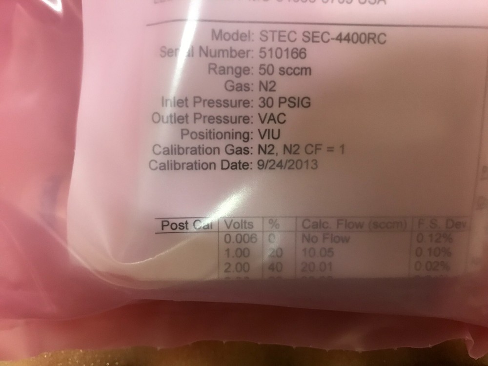 STEC SEC-4400RC Mass Flow Controller 50 sccm N2 Gas