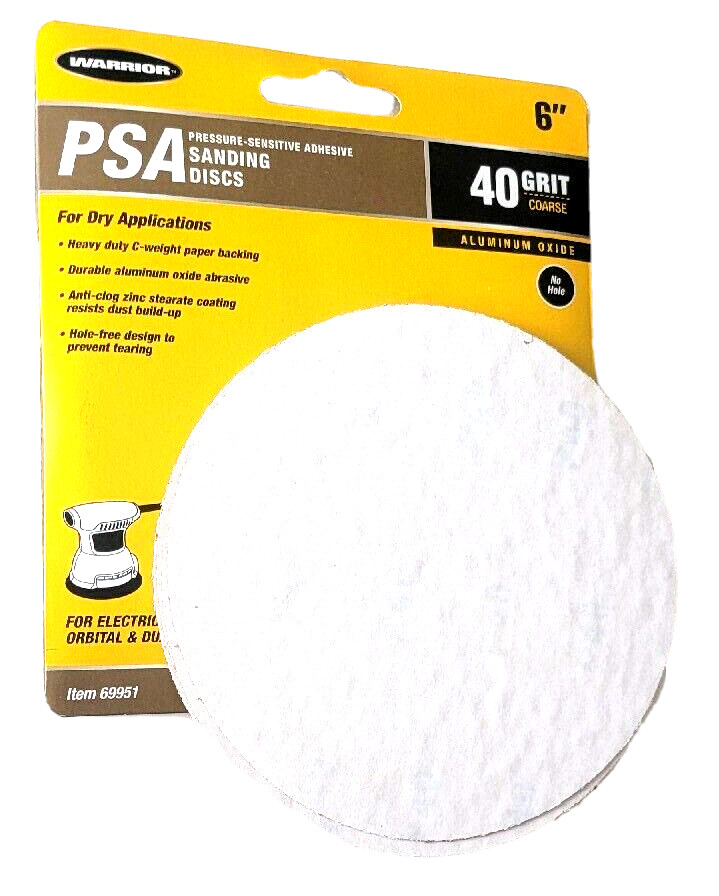 Warrior 40 Grit Sanding Discs 6"/ Pack Of 5