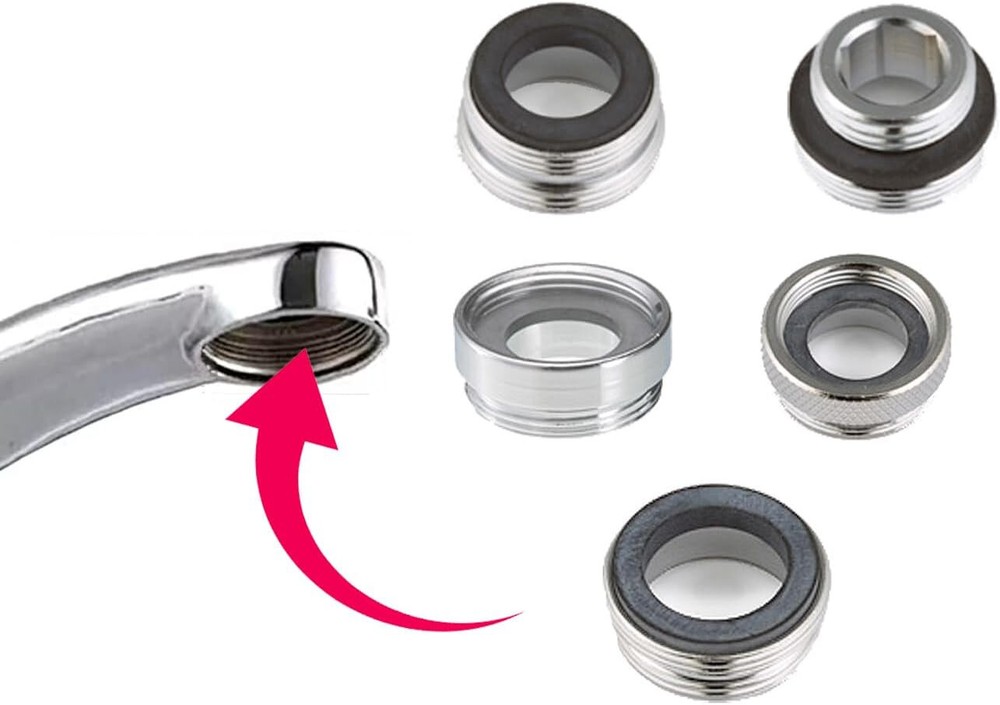 Faucet Adapter Kit Converts Female or Male Threads Various Sizes
