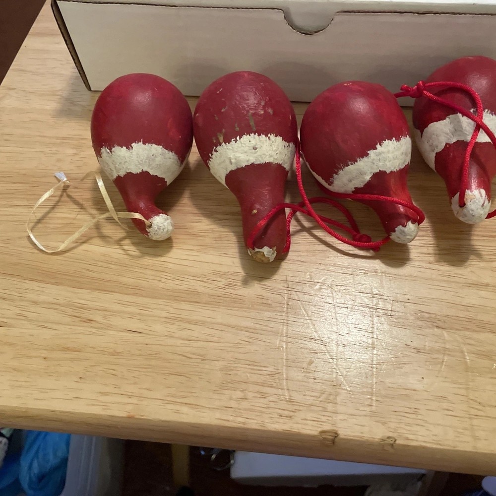 Small Santa Painted Gourds 4 In Group