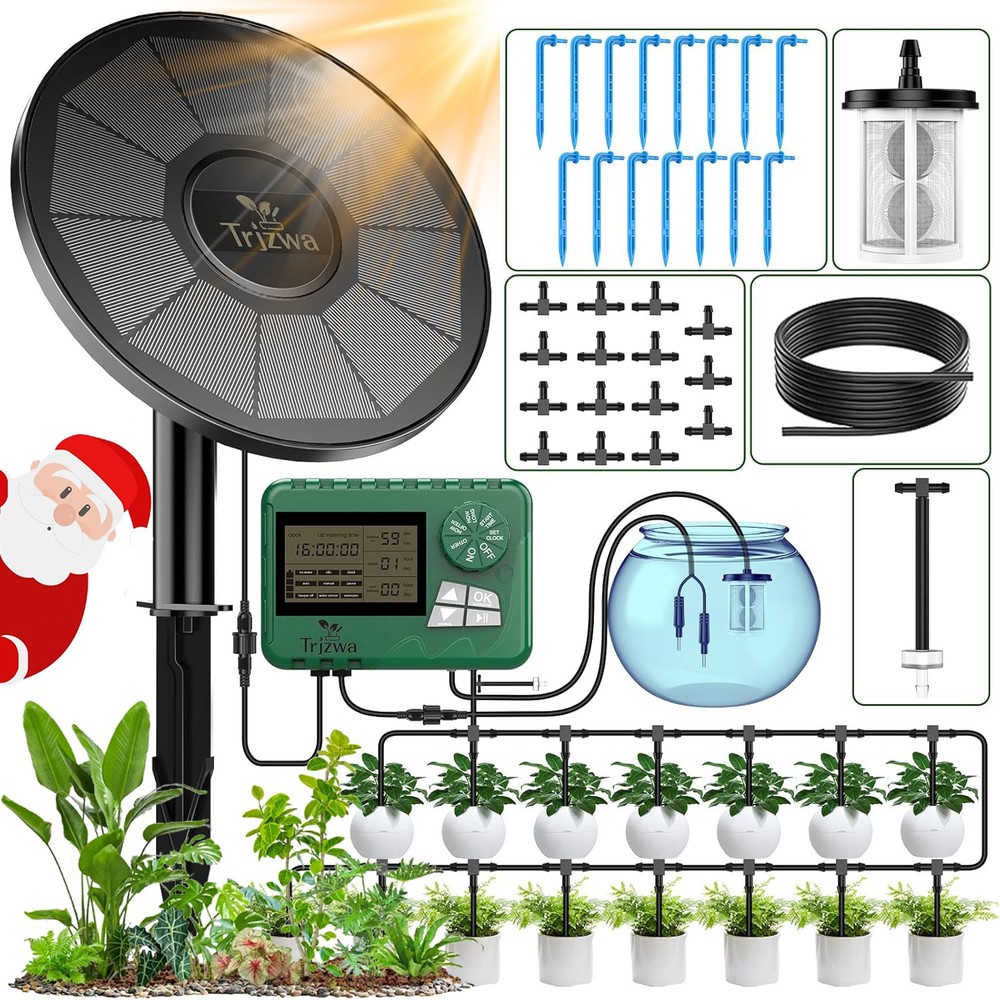 Solar Irrigation System Kit with Automatic Watering Computer, Drip Irrigation,A