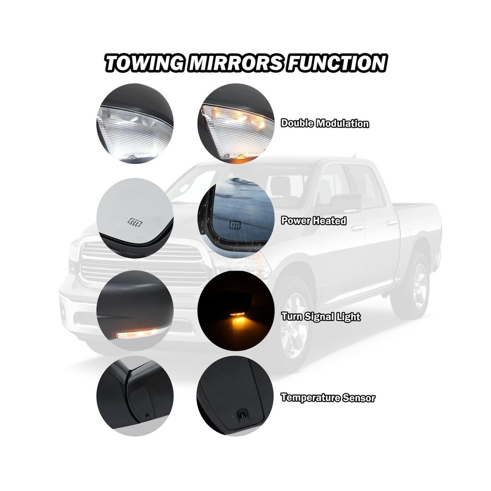 Driver Side Mirror Compatible with 2013-2018 1500 2500 3500 Mirrors...