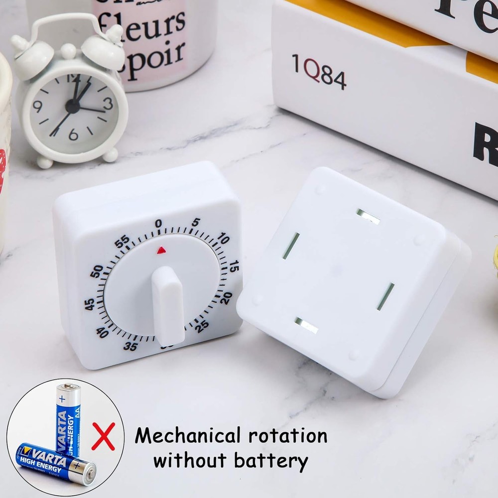 1/2x Square 60 Minute Mechanical Kitchen Cooking Timer Clock for Home & Study