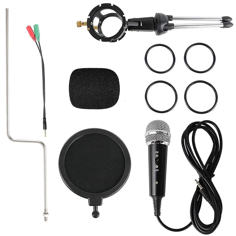 Condenser Recording Microphone 3.5mm Plug & Play for Mac PC Android Gaming Black