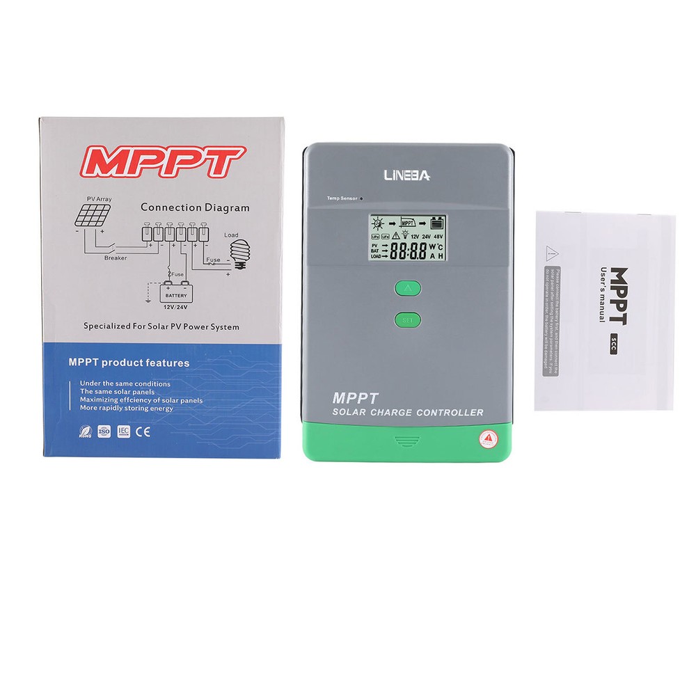 30A 60A 100A MPPT LCD Solar Panel Regulator Charge Controller Auto 12/24/36/48V