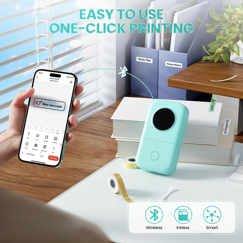 Label Maker, D30 Portable Bluetooth Mini Label Printer Machine, Smartphone Handh