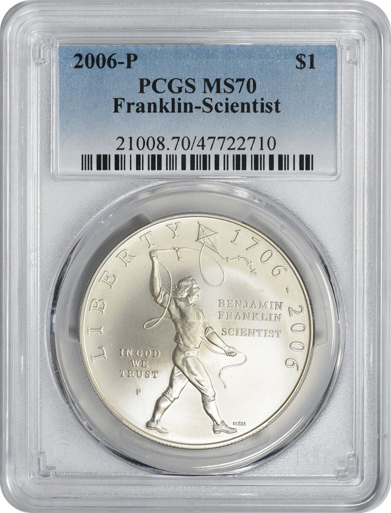 2006-P Franklin-Scientist Commemorative Silver Dollar MS70 PCGS