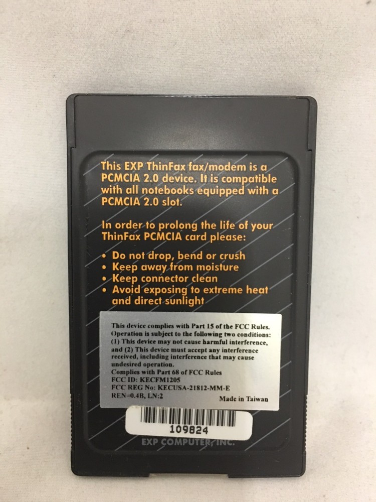 ThinFax - Fax/Data PCMCIA with Mini fax software 4MB Flash Memory (1414LXM)