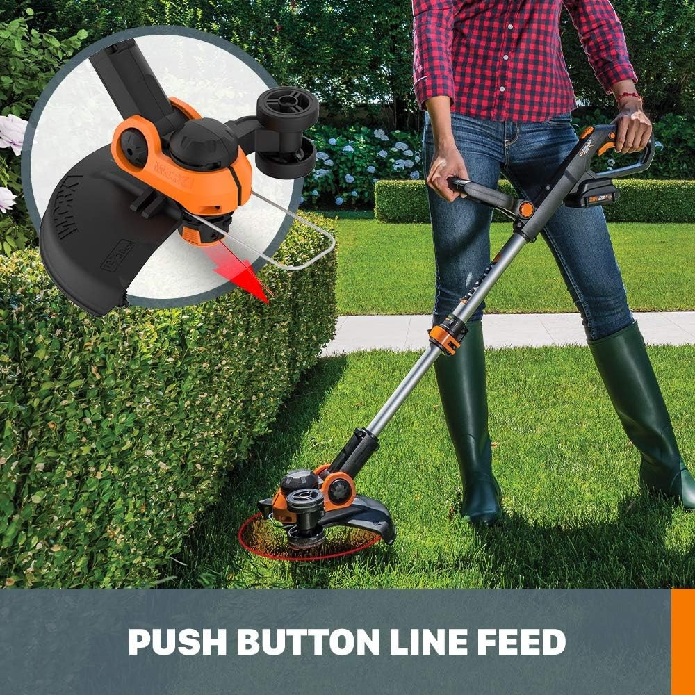 WORX WG928 20V Cordless String Trimmer & Leaf Blower Combo – 2 Batts