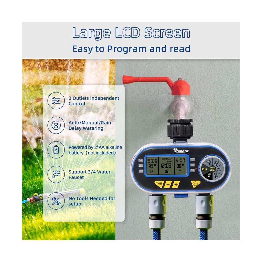 Sprinkler Timer for Garden Hose, Programmable Hose Timer with Rain ... Fast Ship