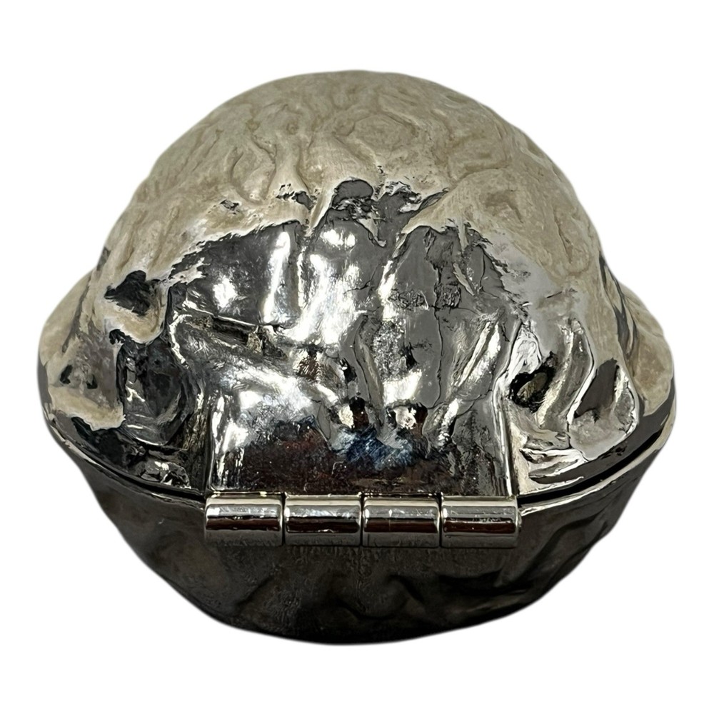 Vintage Novelty Silver-Plated Walnut Nutcracker Dish