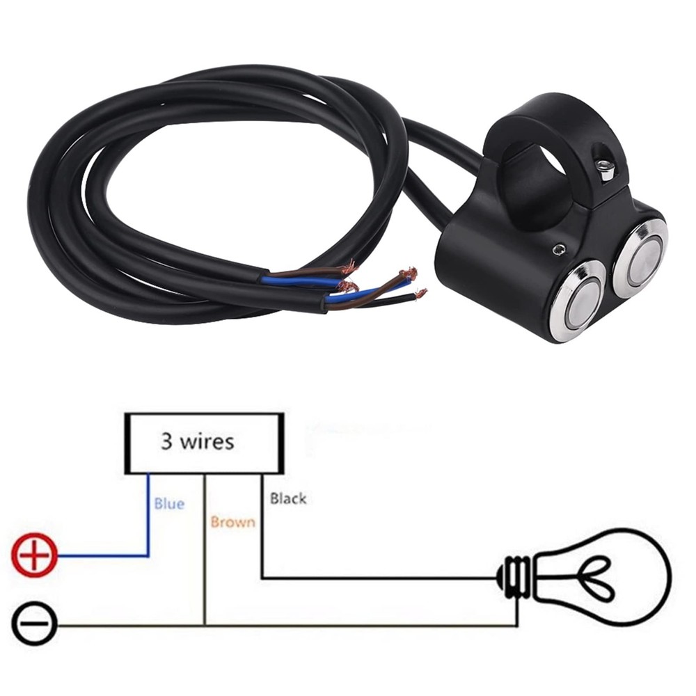 Universal 7/8 Inch 22mm Motorcycle Handlebar Switch Black Push Button Manual
