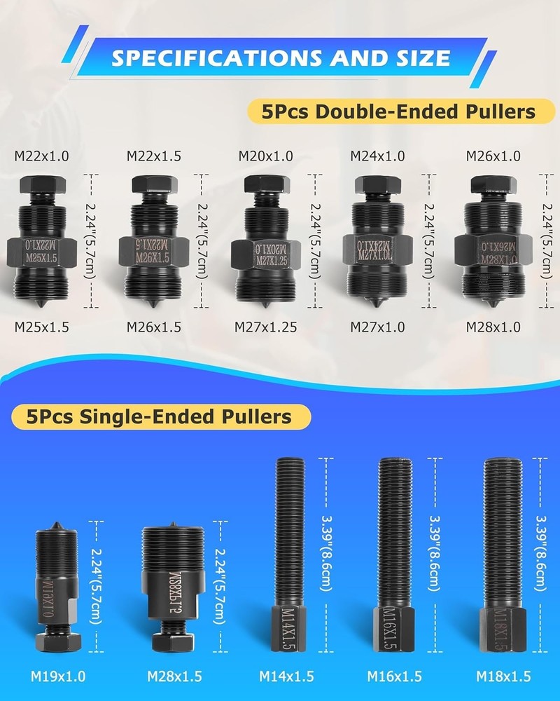 Compact Motorcycle Flywheel Puller Set with 10 Sizes & Safe Storage Case