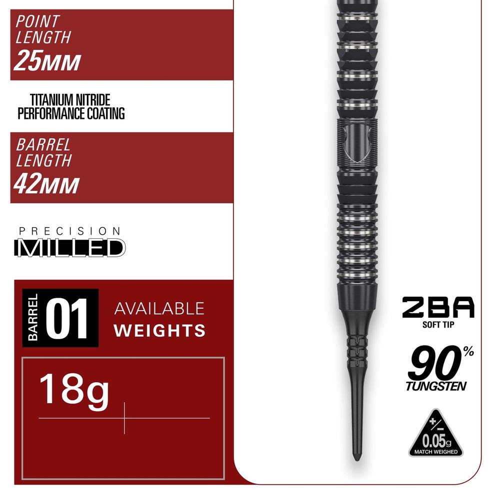 BLACK MARQUE HERACLES 90% 2BA SOFT TIP DARTS Daniel Chen model