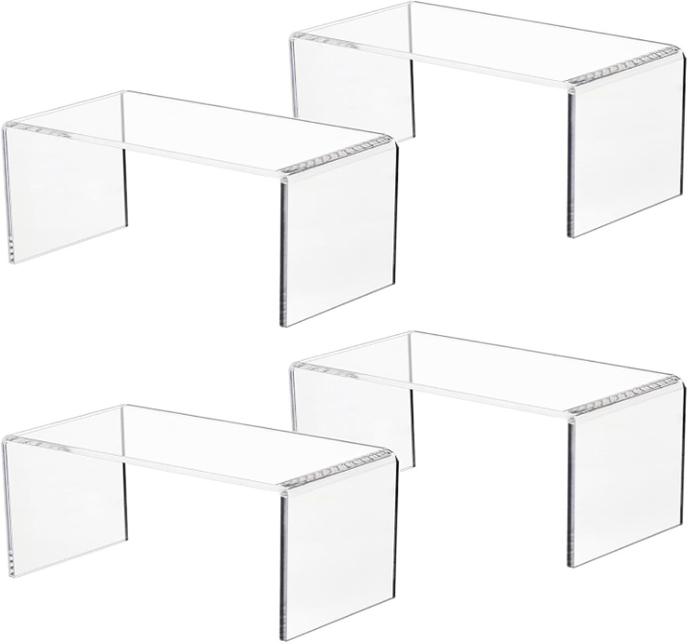 4 Pack Large Acrylic Display Stand,12'' X 4'' X 4'' Thickened Clear Rectangular