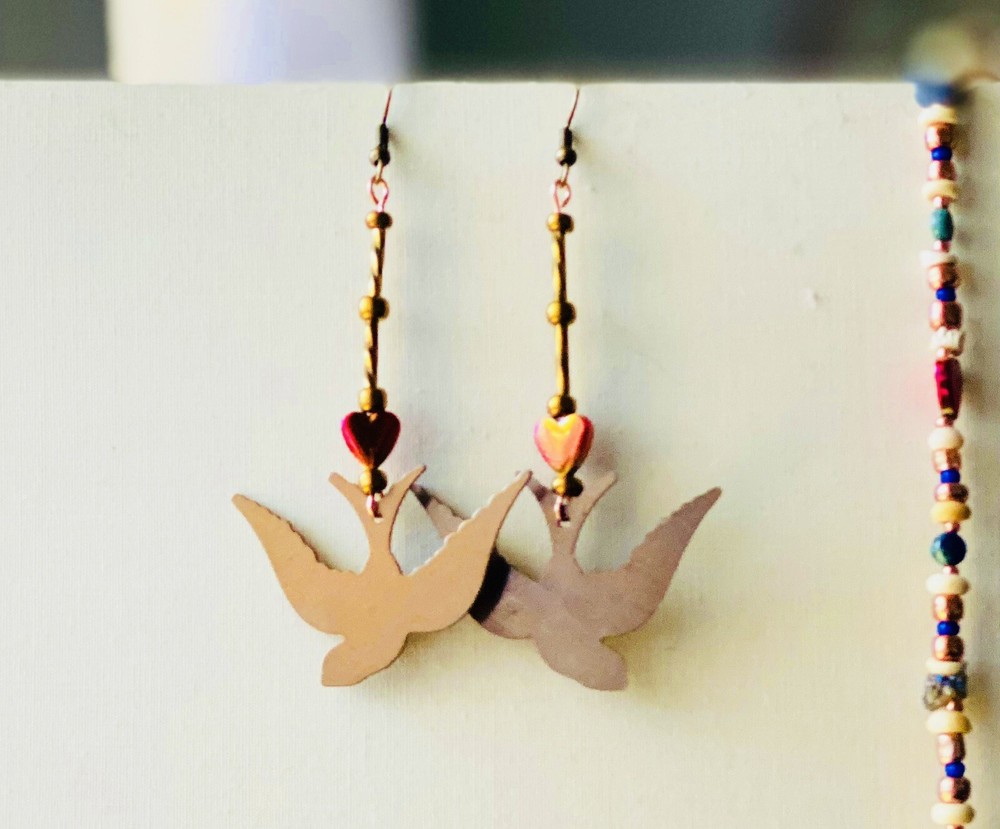 Artisan Brass Swallow Dangle Earrings
