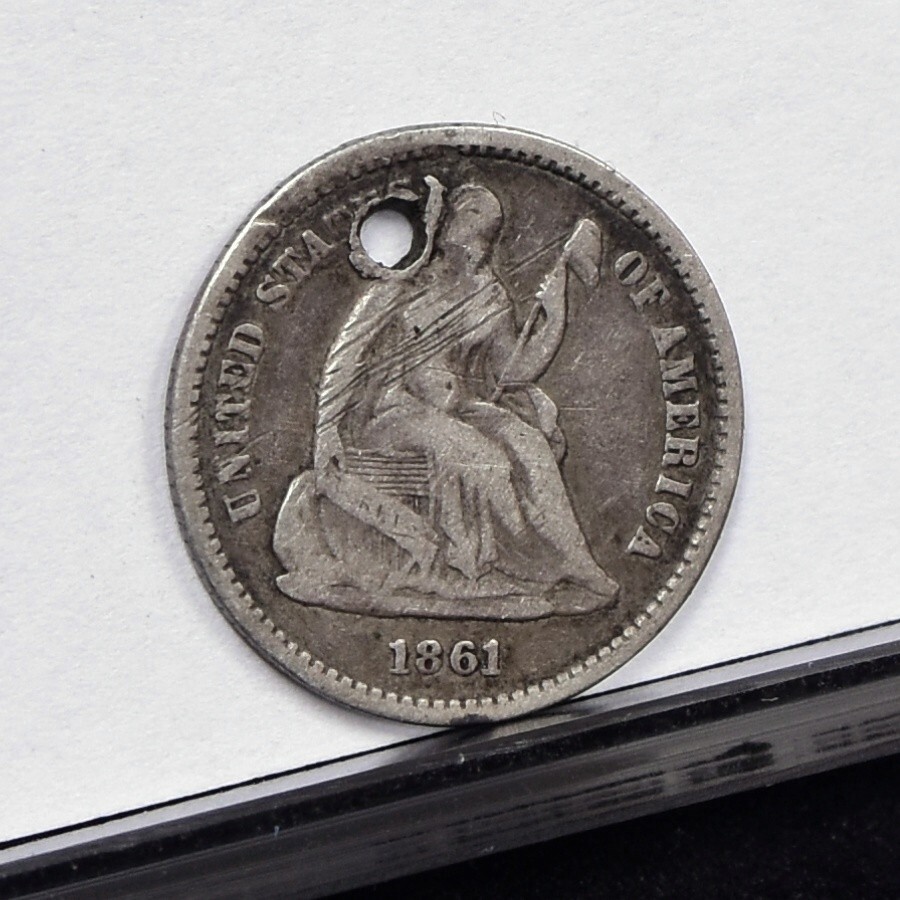1861 Half Dime - VG Details, Hole (#58862-L)
