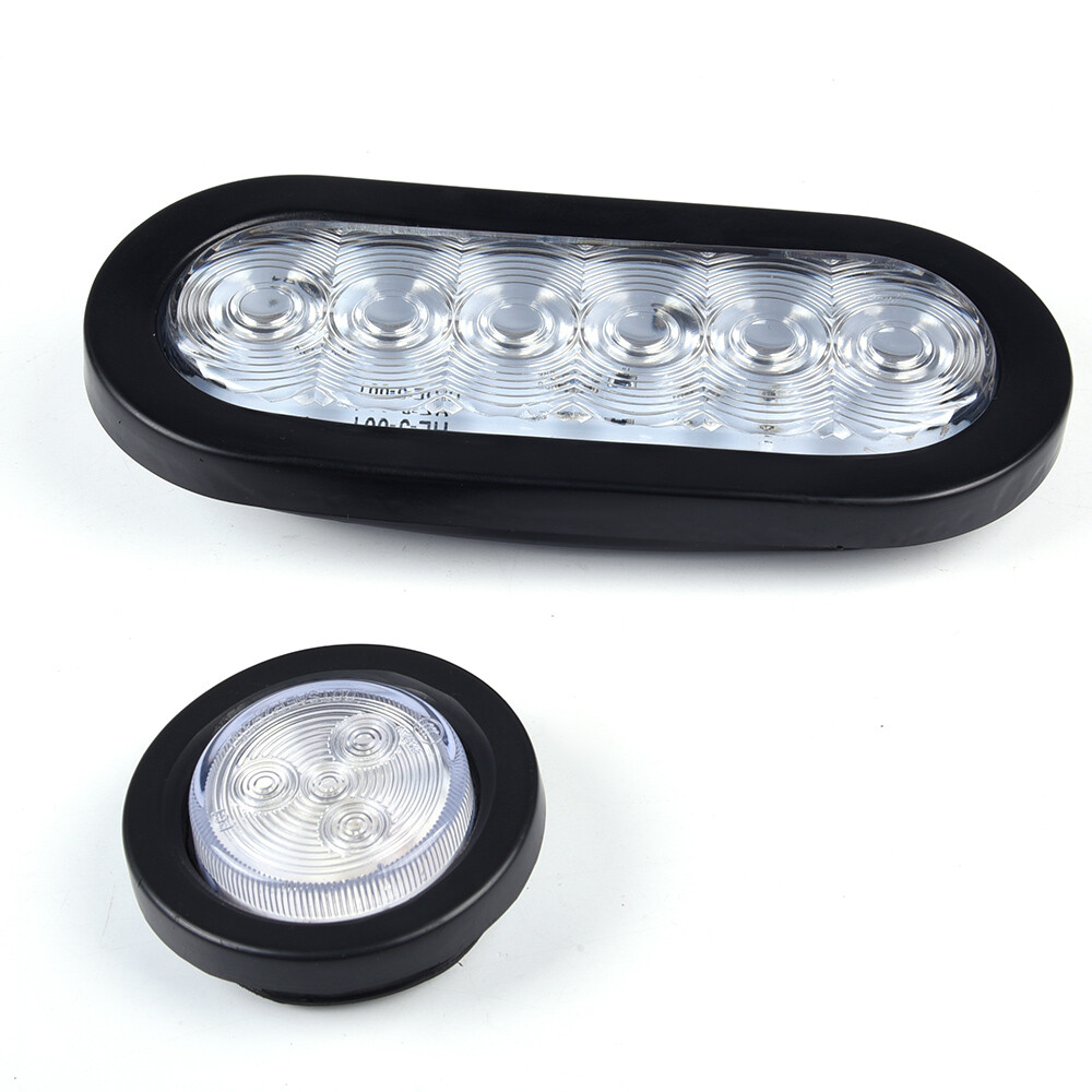 Fit For Trailer/Truck LED Steel Housing Box 6"Oval Tail Light 2"Marker Light New