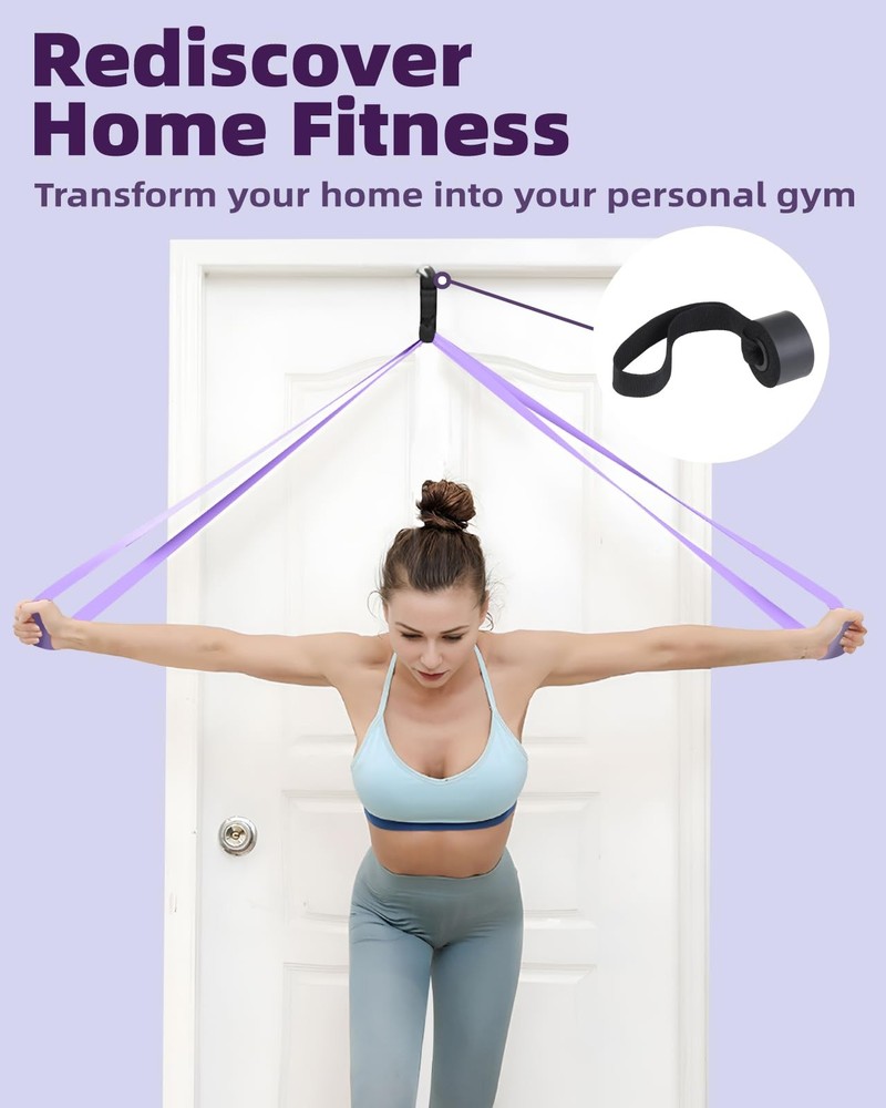 Pull Up Bands, 5-80lbs Resistance Bands Set with Door Anchor, Stretching Assi...