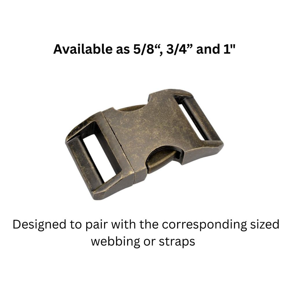 Antique Brass Aluminum Side Release Buckles - 3 sizes available - Strap Hardware