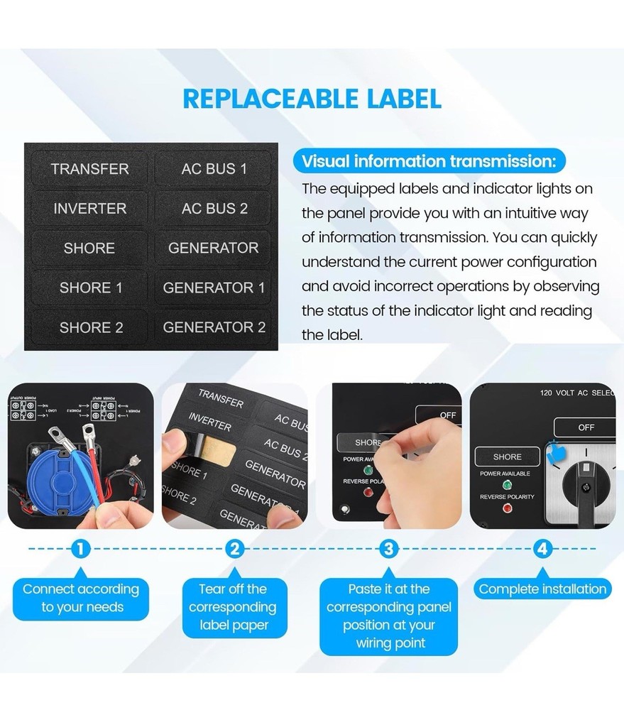 AC Rotary Switch Panel 2 Position 120V 30A Selector Switch Reverse Polarity LED