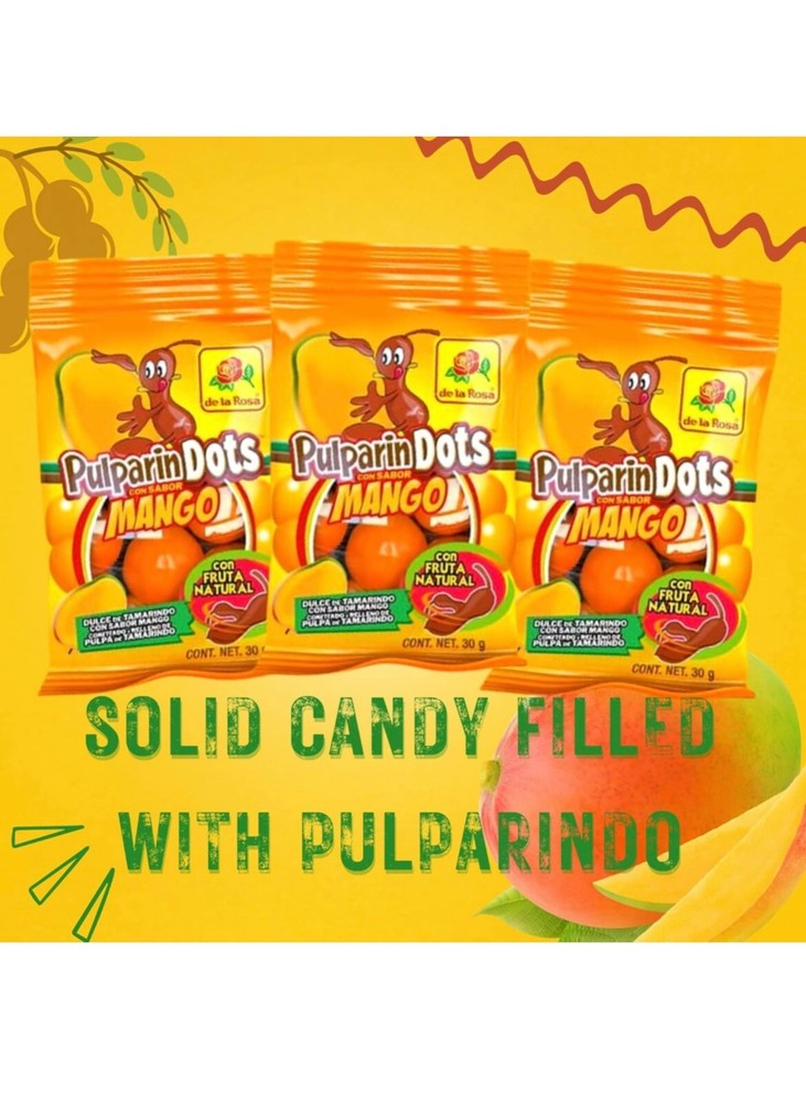 Pulparindo 60 Pcs Watermelon & Mango Bite Size Hard Shell Balls Mexican Candy