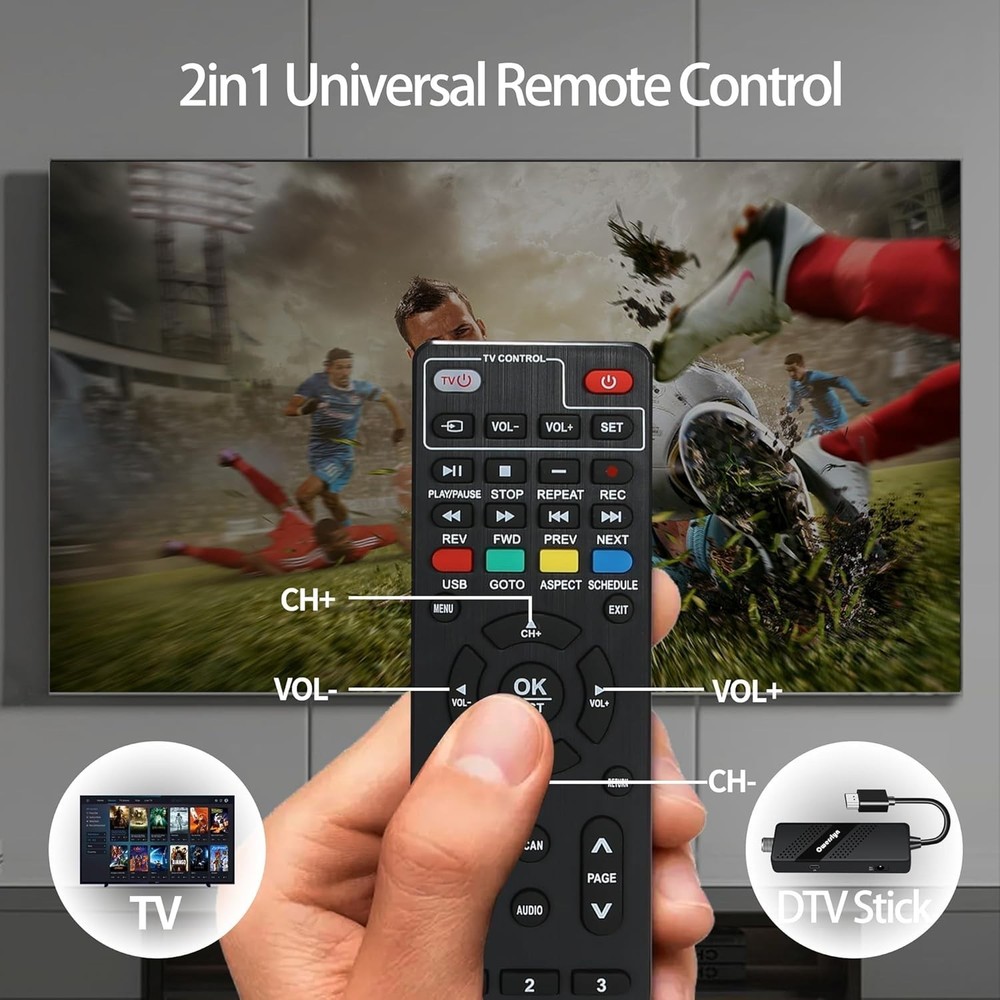 Mini TV Tuner Box with Playback & Remote Control