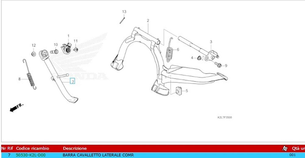 Side Stand For Honda ADV 350 2022'26 Code 50530K2LD00 Black