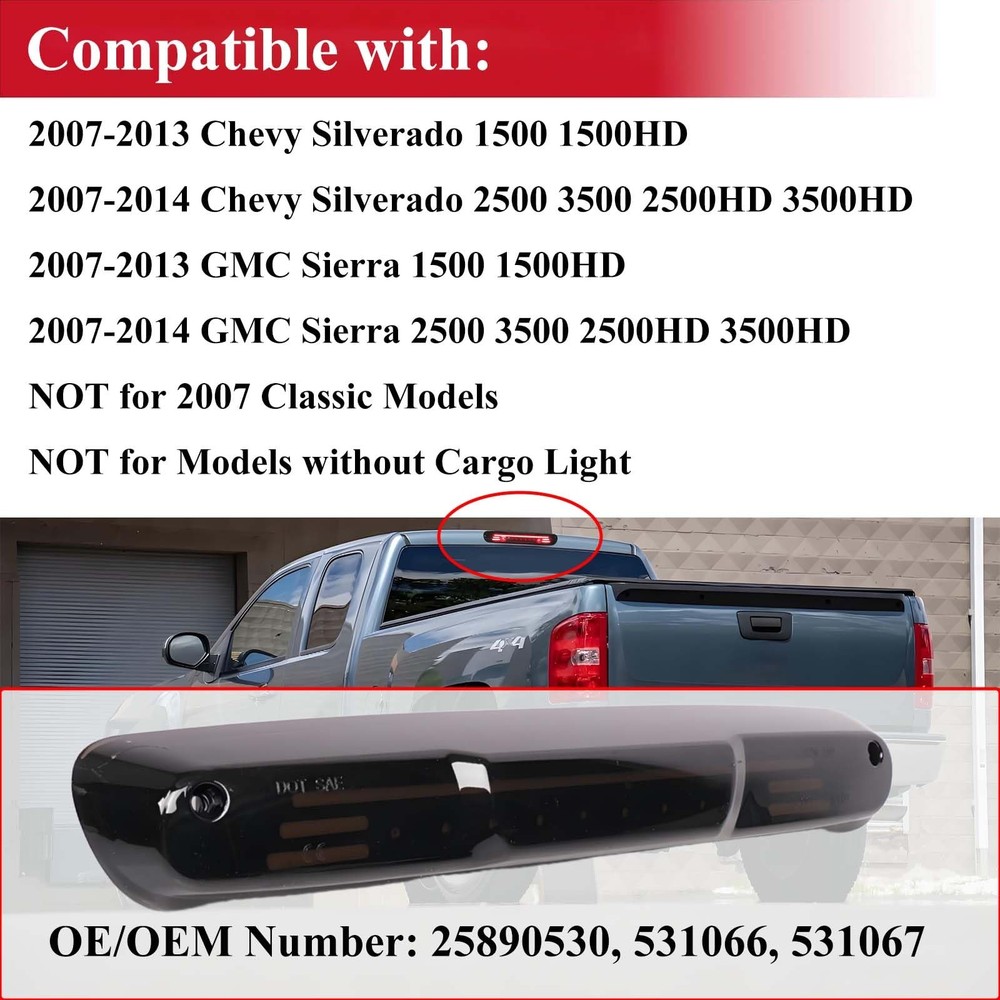 LED Third 3rd Brake Cargo Light for Black Housing