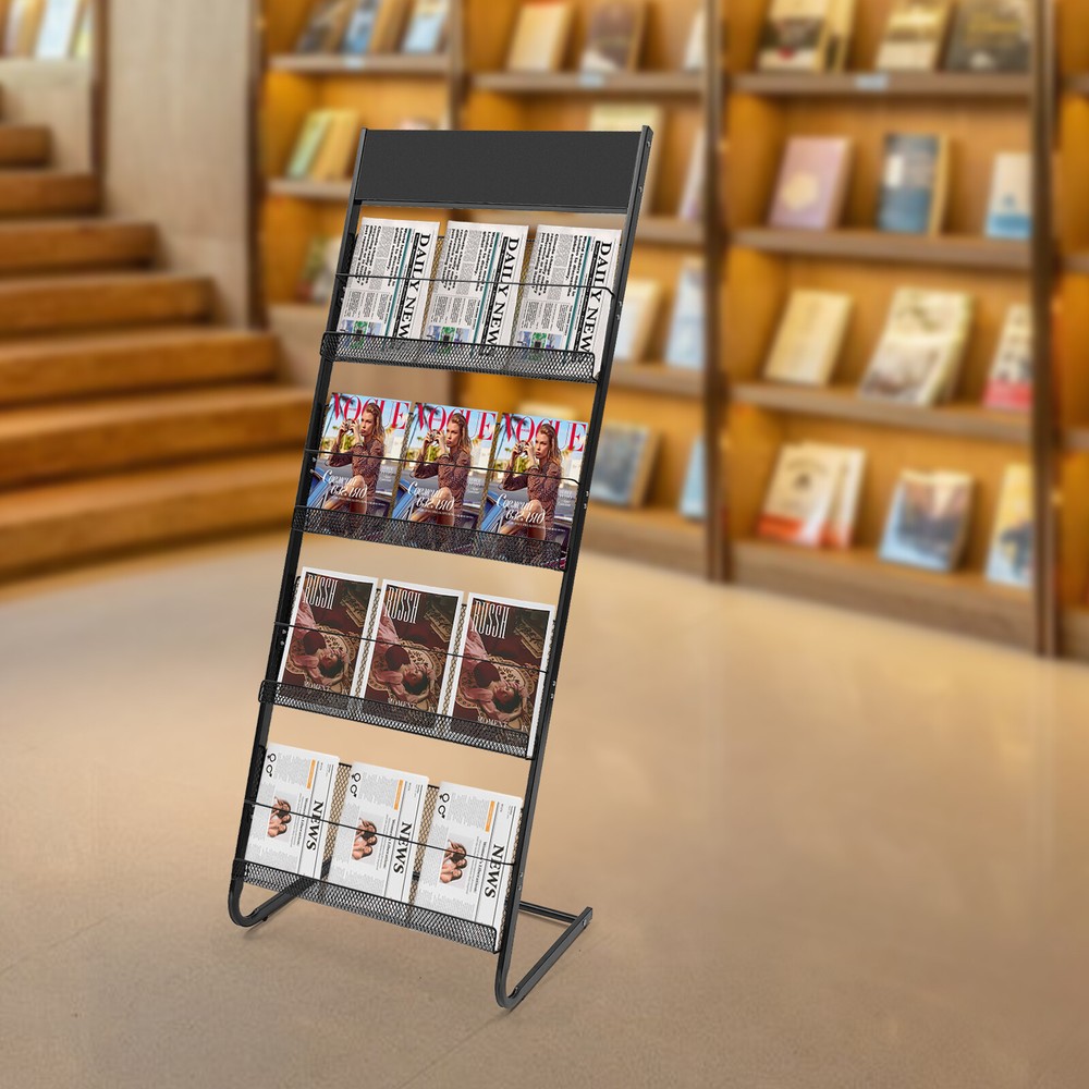 4-Layer Standing Magazine Rack Business Office Comic Display Organizer Stand New