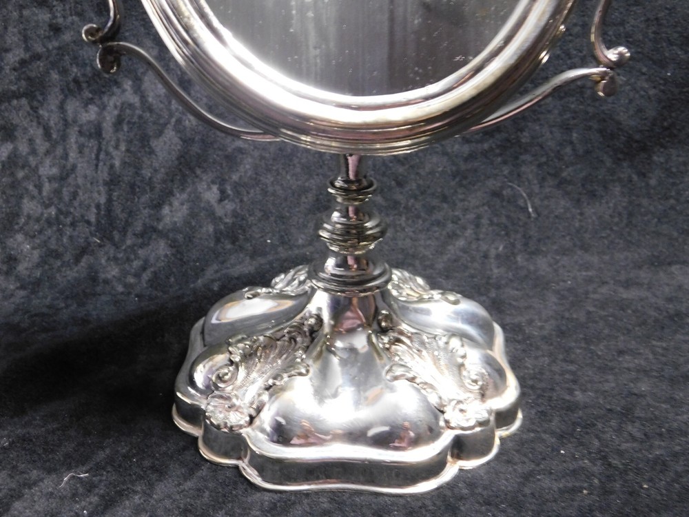 Antique Silver-Plate Mirror Swing Vanity Table Mirror