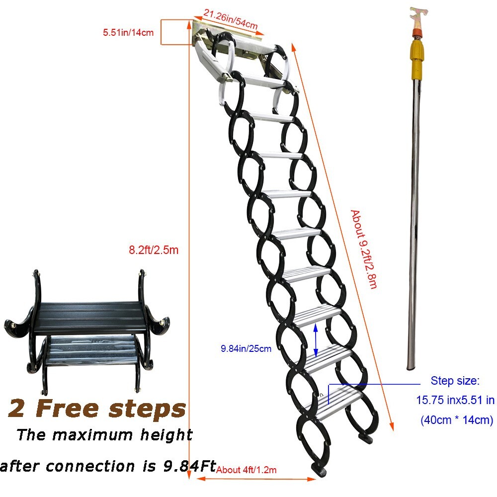 8.2Ft Fold Loft Ladder Stair Decorative House Pull Down Way Loft Ceiling Attic