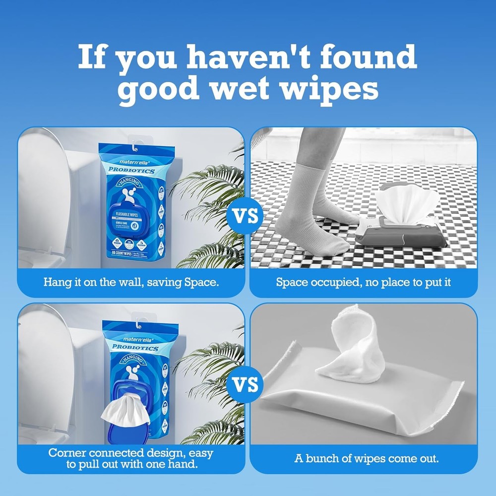 Hanging Flushable Wipes Unscented Extra Lar Corner-Cected