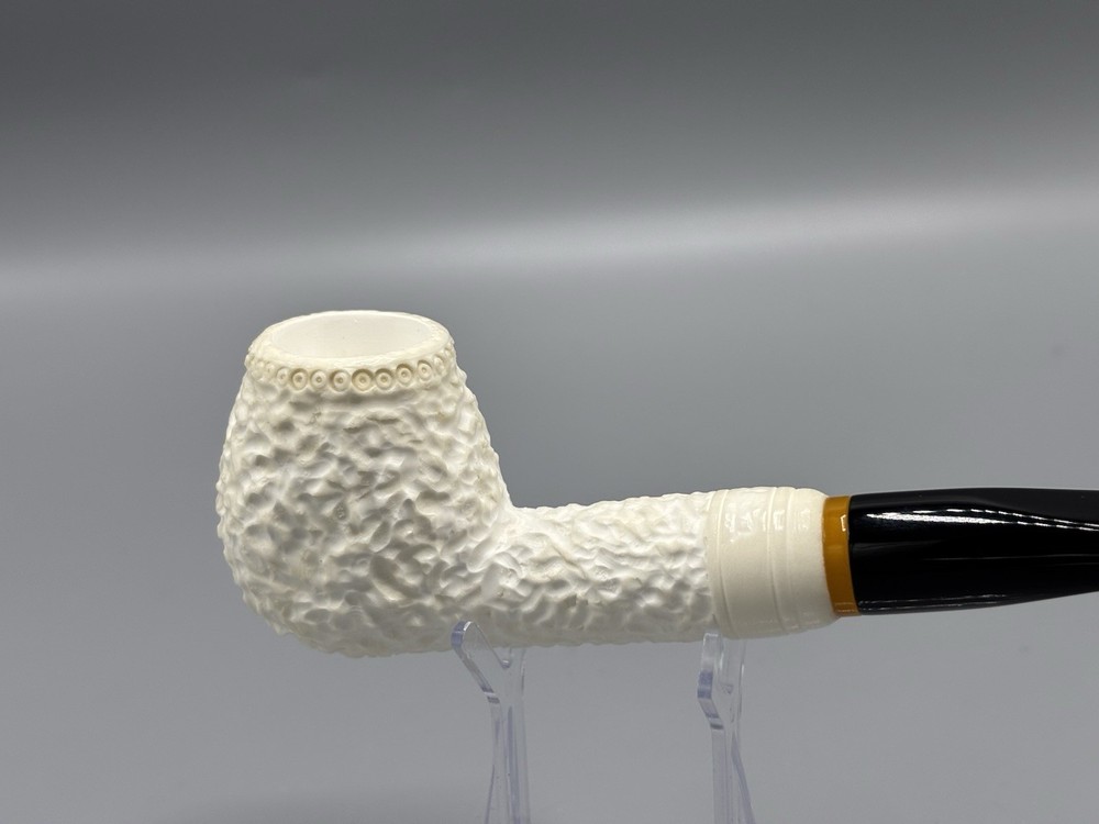Deep Rusticated Apple Pipe Handmade block Meerschaum New W Case#162