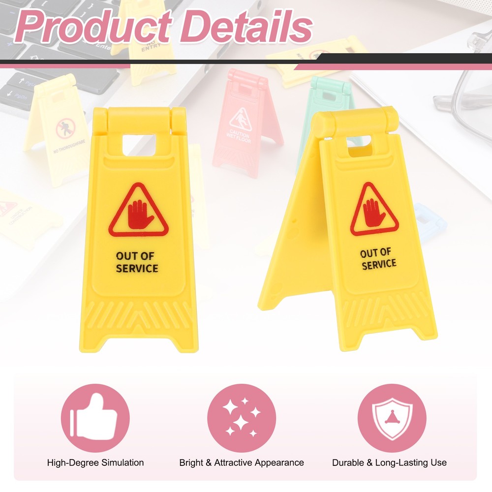 Miniature Warning Sign, Access Control Signs (Yellow, 8pcs)
