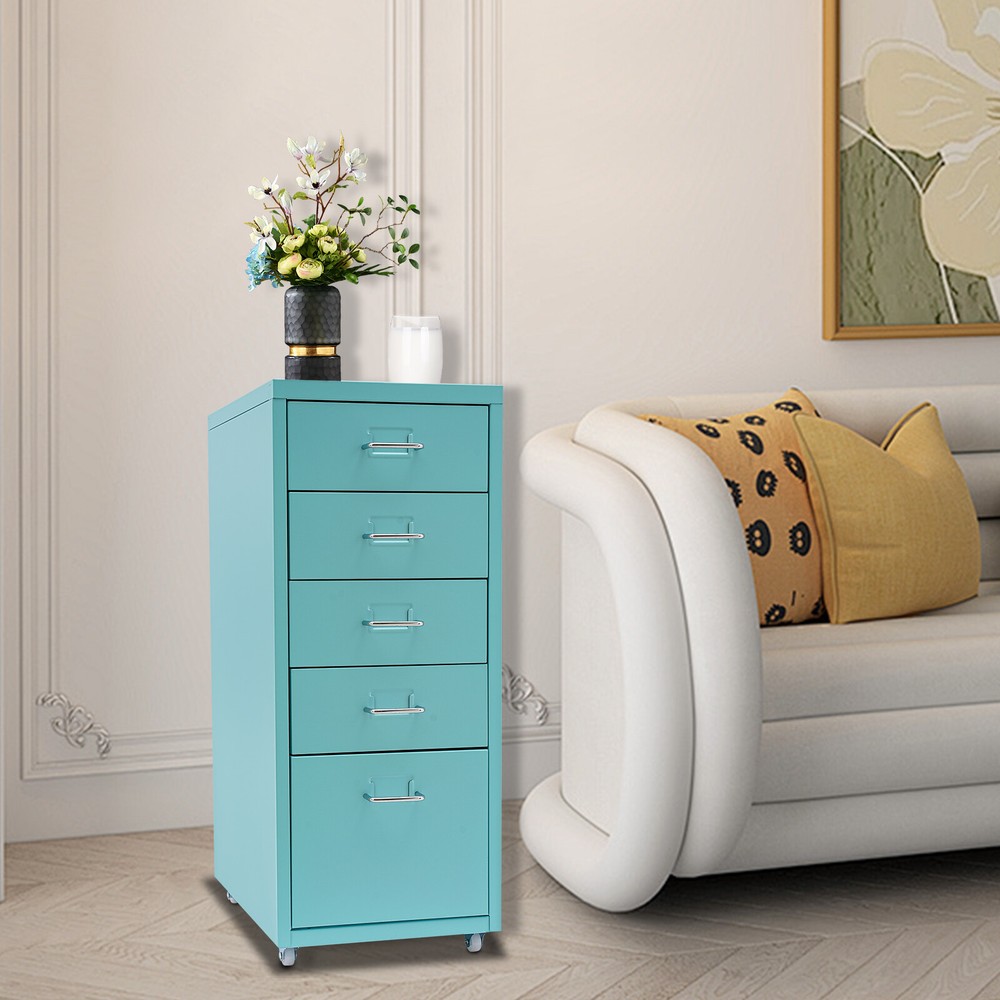 5 Drawers Tool Cart Workshop Rolling Tool Chest Storage Cabinet w/Lock & Key