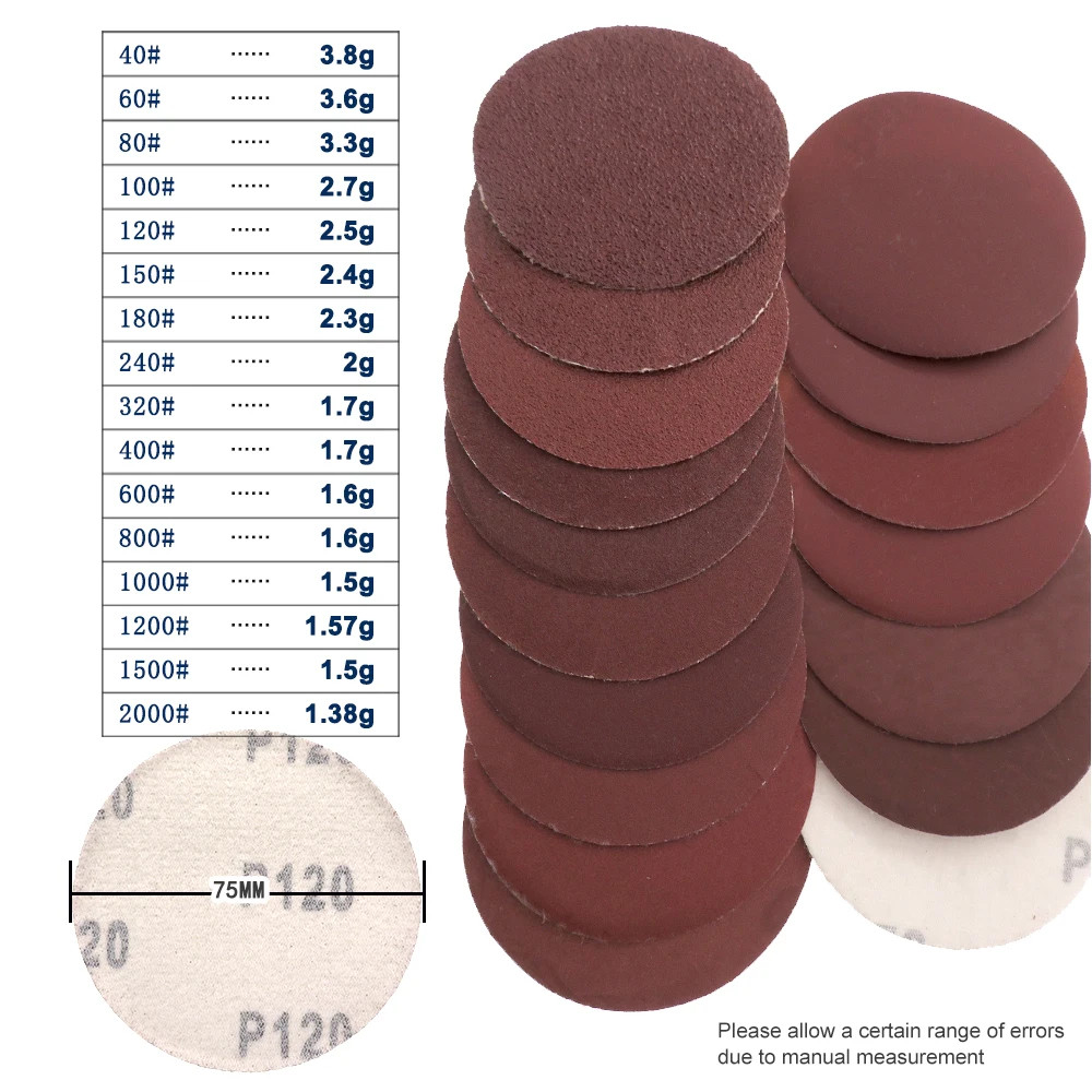 30PCS 2/3 Inch Sanding Discs Hook & Loop Sandpaper Abrasive SanderPaper for Poli