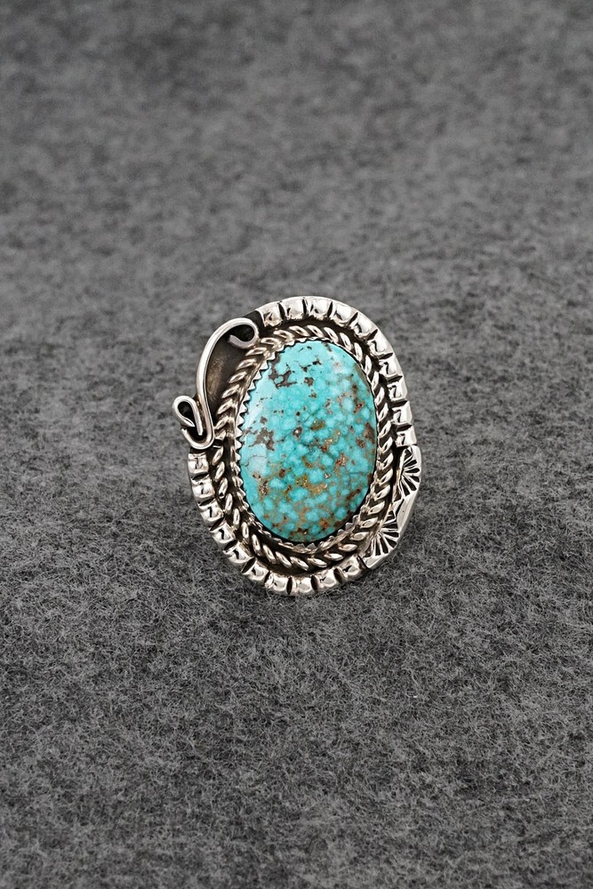 Turquoise & Sterling Silver Ring - Phil Nez - Size 8 Adj.