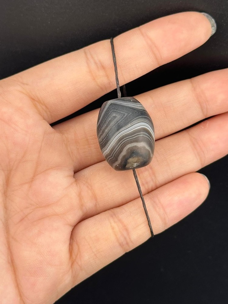 Authentic Ancient Large Banded Agate Stone Dzi Bead in Good Condition