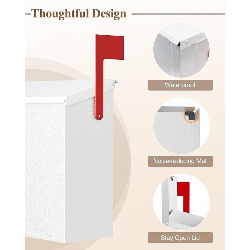 Durable Rust-Proof Mailbox Large Capacity Weather-Resistant Wall Mount System US