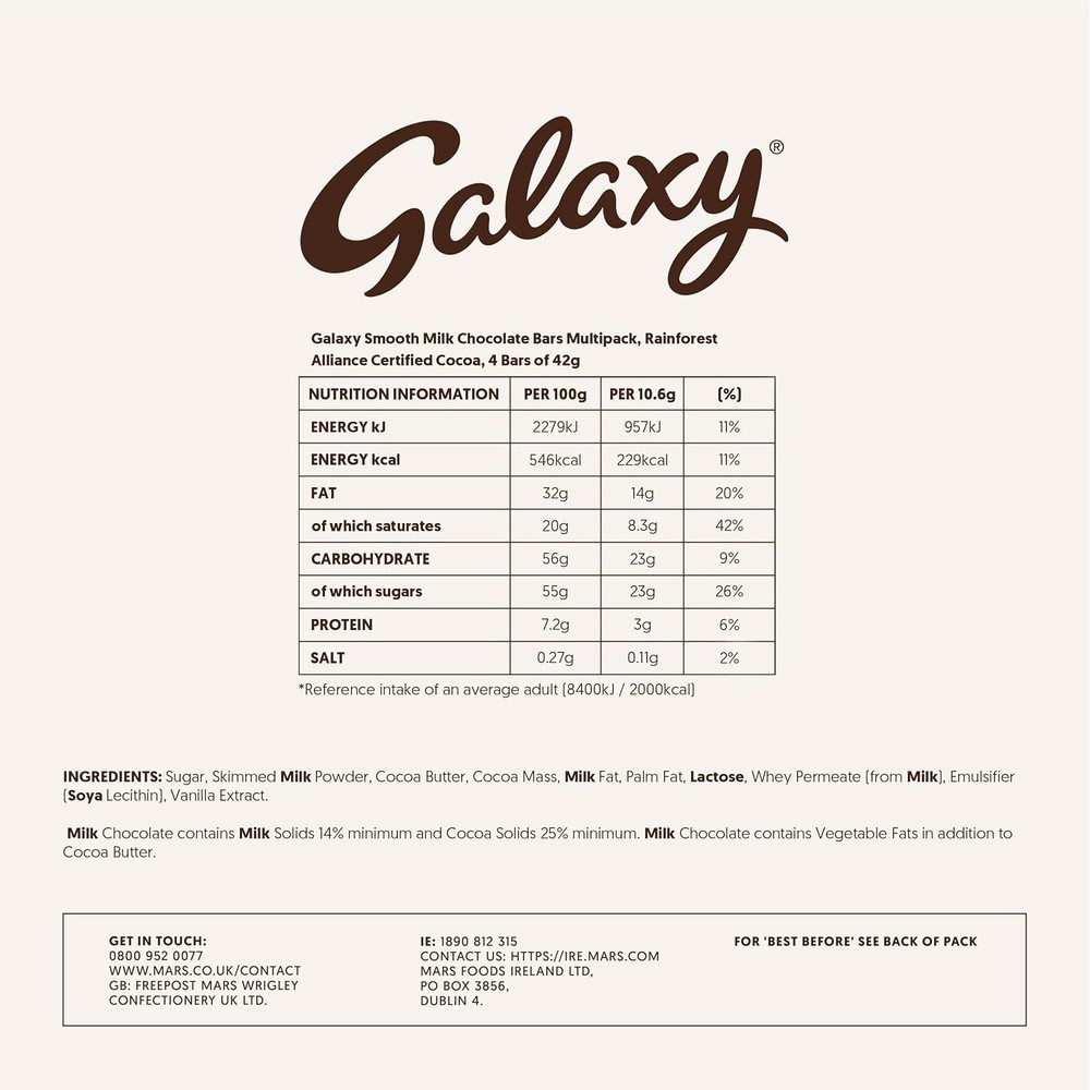 Galaxy Milk Chocolate Bars, Smooth UK Pack, Imported