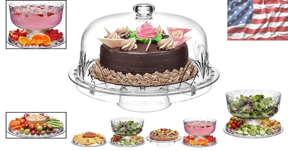 Multi-Purpose Shatterproof Acrylic Cake Stand & Dome - Perfect for Entertaining