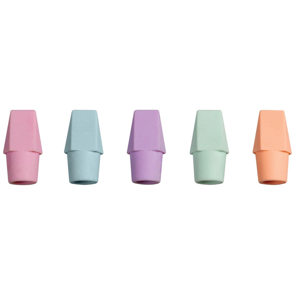 Pencil Cap Erasers, Assorted Pastel Colors, 10 Count