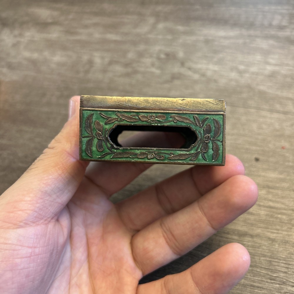 Vintage Jade & Enamel Match Box