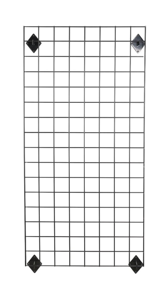 Wire Grid Panel 2' x 4' with 4 Mounts Black Display Craft Wire Grid Storage Pots