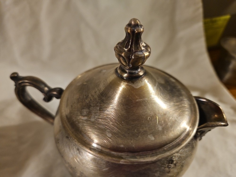 Silver Sugar & Creamer Pot W/ Spoon